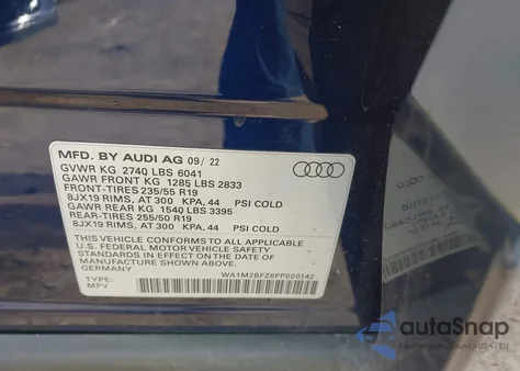 2023 Audi Q4 E-Tron Prestige 50 Quattro from USA, damaged, VIN WA1M2BFZ6PP000142